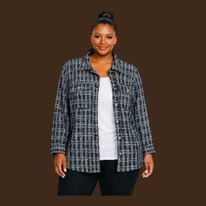 Torrid Black and White Plaid Blazer